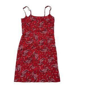 Ralph Lauren Red Paisley Dress Womens Size 0 Spaghetti Strap
